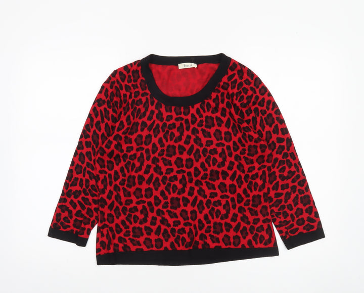 Precis Women Red Leopard Print Knit Pullover Jumper Size M