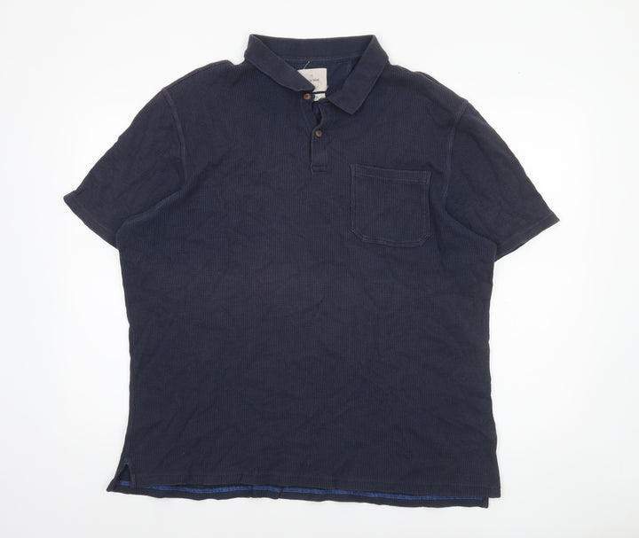 White Stuff Men's Blue 2XL Cotton Short Sleeve Polo Shirt