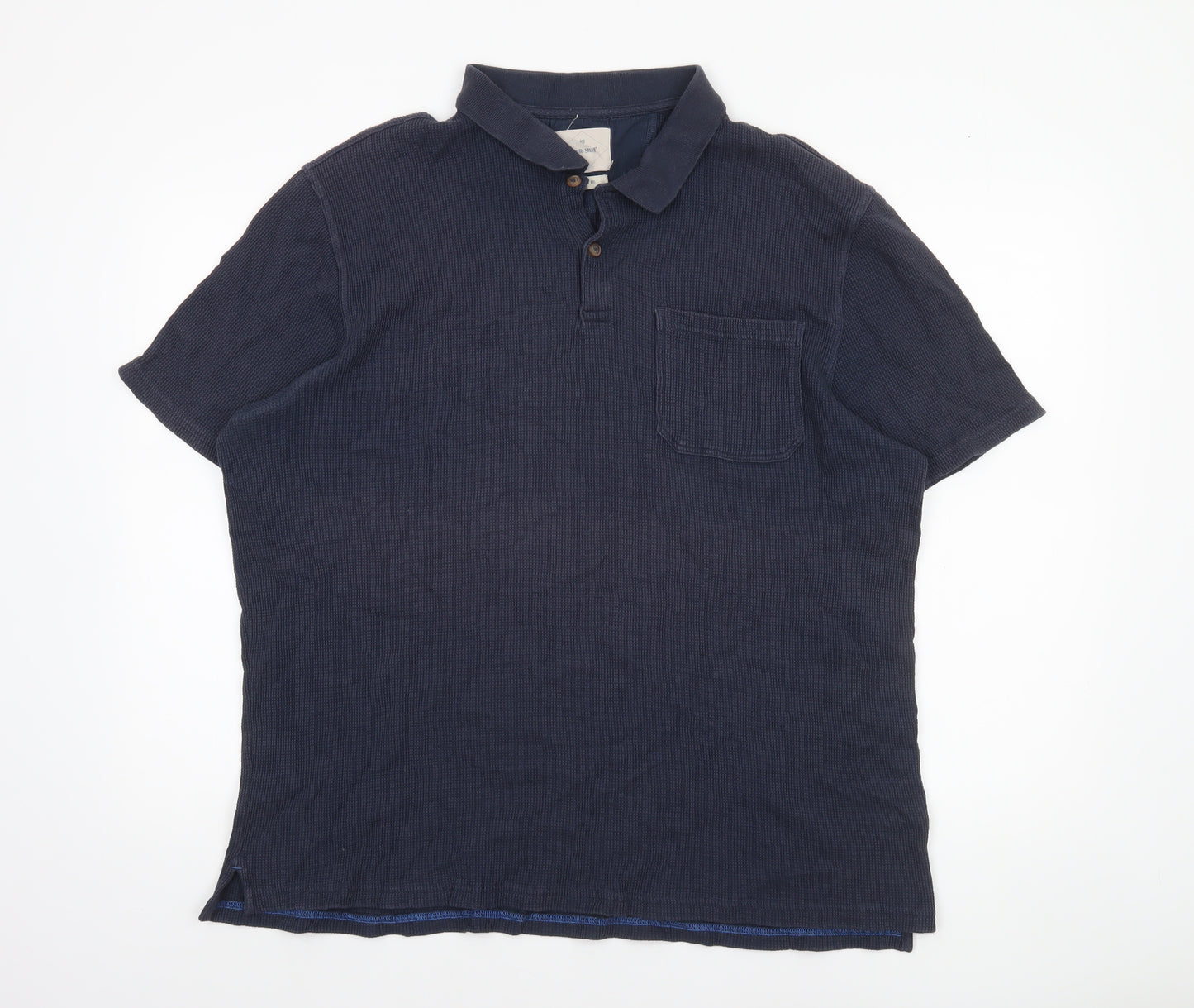 White Stuff Men's Blue 2XL Cotton Short Sleeve Polo Shirt