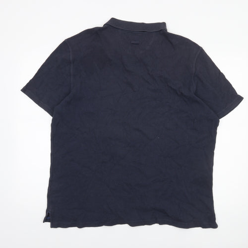 White Stuff Men's Blue 2XL Cotton Short Sleeve Polo Shirt