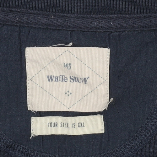 White Stuff Men's Blue 2XL Cotton Short Sleeve Polo Shirt