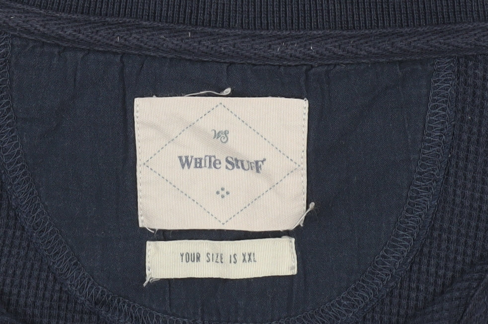 White Stuff Men's Blue 2XL Cotton Short Sleeve Polo Shirt