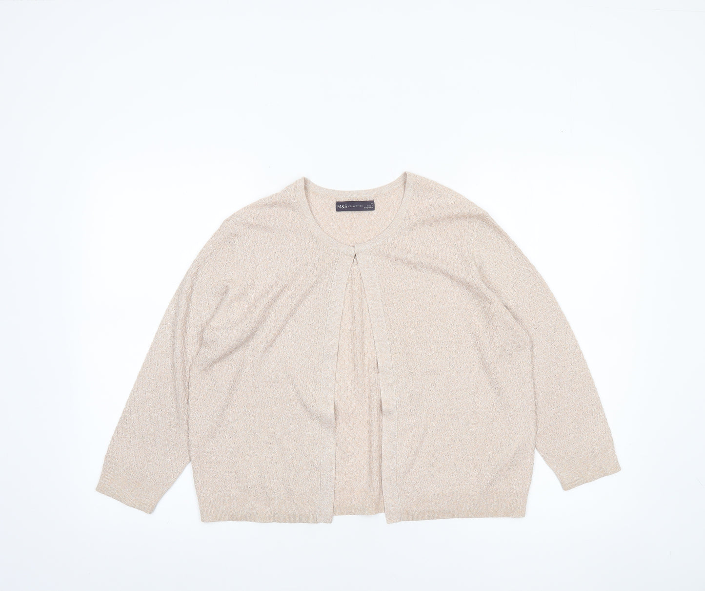 Marks and Spencer Women’s Beige Metallic Knit Cardigan Size 14