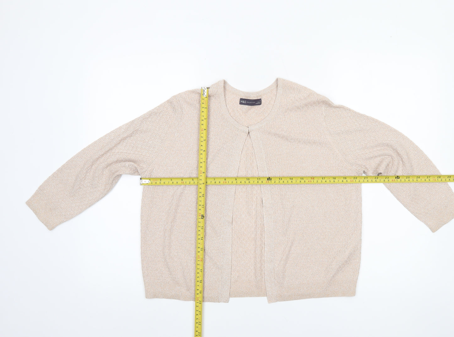 Marks and Spencer Women’s Beige Metallic Knit Cardigan Size 14