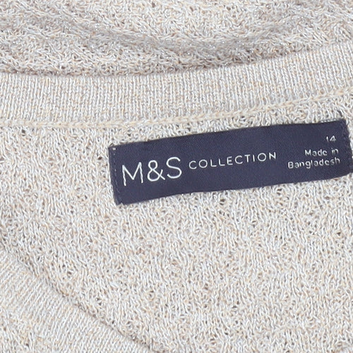 Marks and Spencer Women’s Beige Metallic Knit Cardigan Size 14