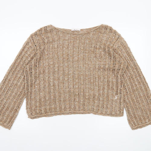 Tu Women’s Beige Open Knit Pullover Jumper Size 14