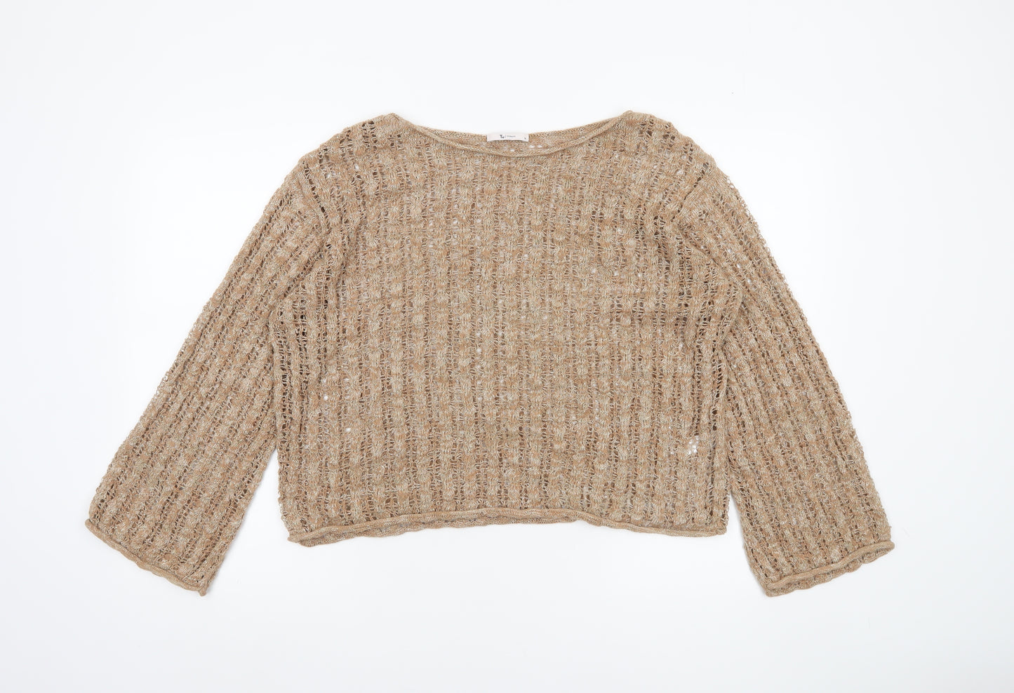 Tu Women’s Beige Open Knit Pullover Jumper Size 14