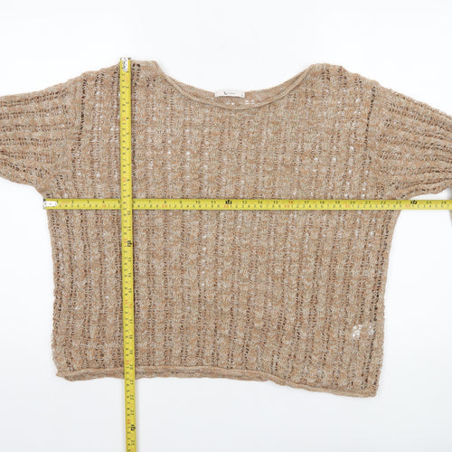 Tu Women’s Beige Open Knit Pullover Jumper Size 14