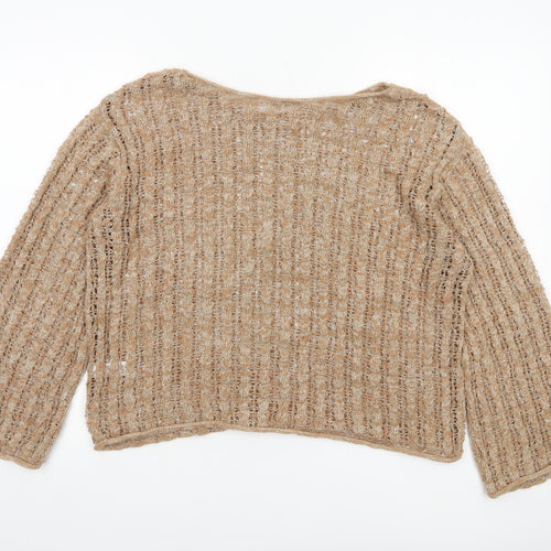 Tu Women’s Beige Open Knit Pullover Jumper Size 14