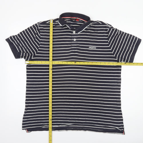 Musto Men’s Blue Striped Cotton Polo Shirt 2XL Regular Fit
