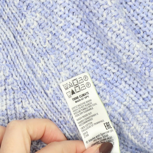 Marks and Spencer Women's Blue Chunky Knit Cotton Jumper M