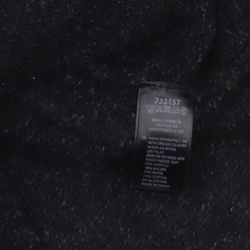 Monsoon Women Black Wool Blend Tunic Jumper M 3/4 Sleeve Boat Neck