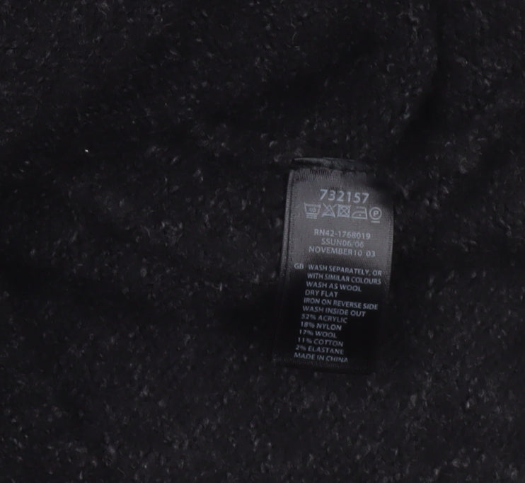 Monsoon Women Black Wool Blend Tunic Jumper M 3/4 Sleeve Boat Neck