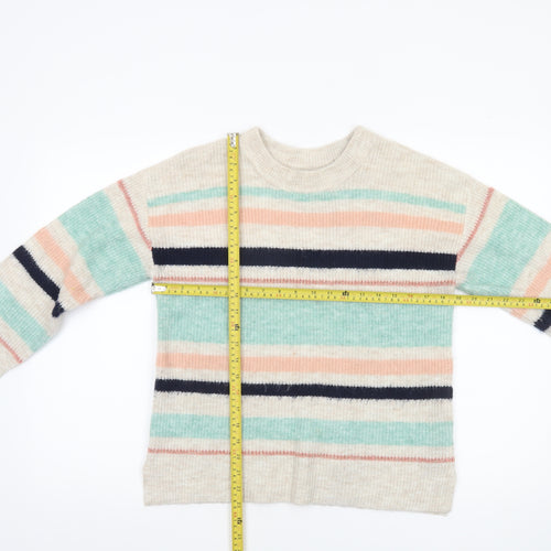 Oasis Women’s Multicoloured Striped Knit Crew Neck Jumper Size S