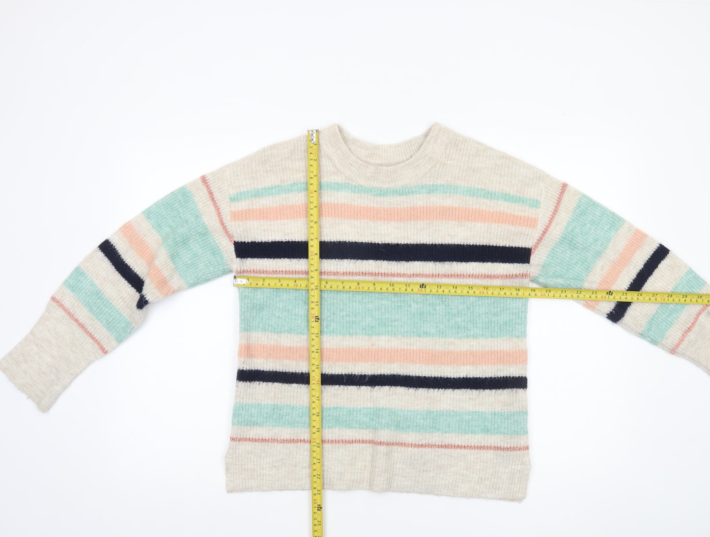 Oasis Women’s Multicoloured Striped Knit Crew Neck Jumper Size S