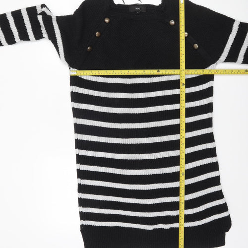 Next Womens Black & White Striped Long Sleeve Knit Jumper Size 12