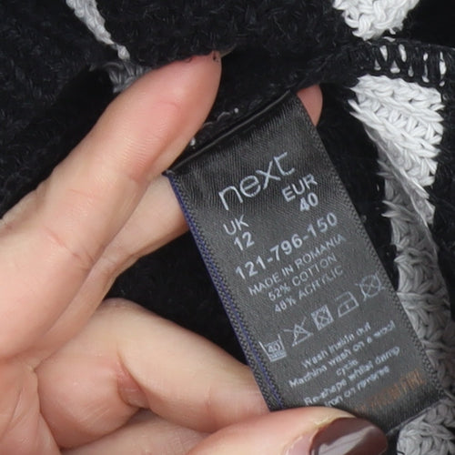 Next Womens Black & White Striped Long Sleeve Knit Jumper Size 12