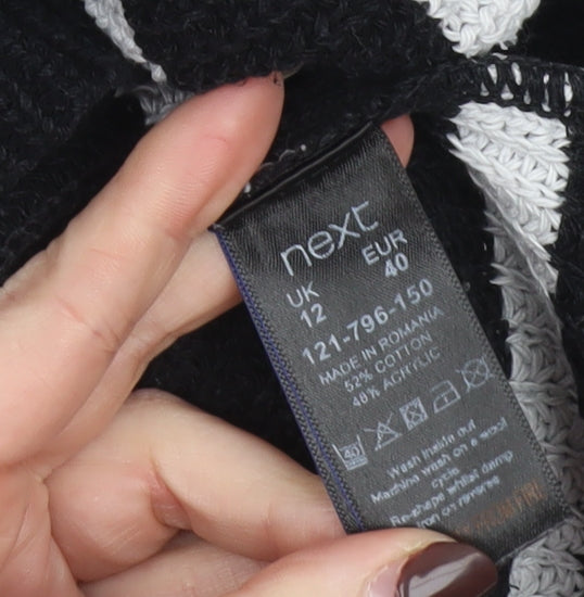 Next Womens Black & White Striped Long Sleeve Knit Jumper Size 12