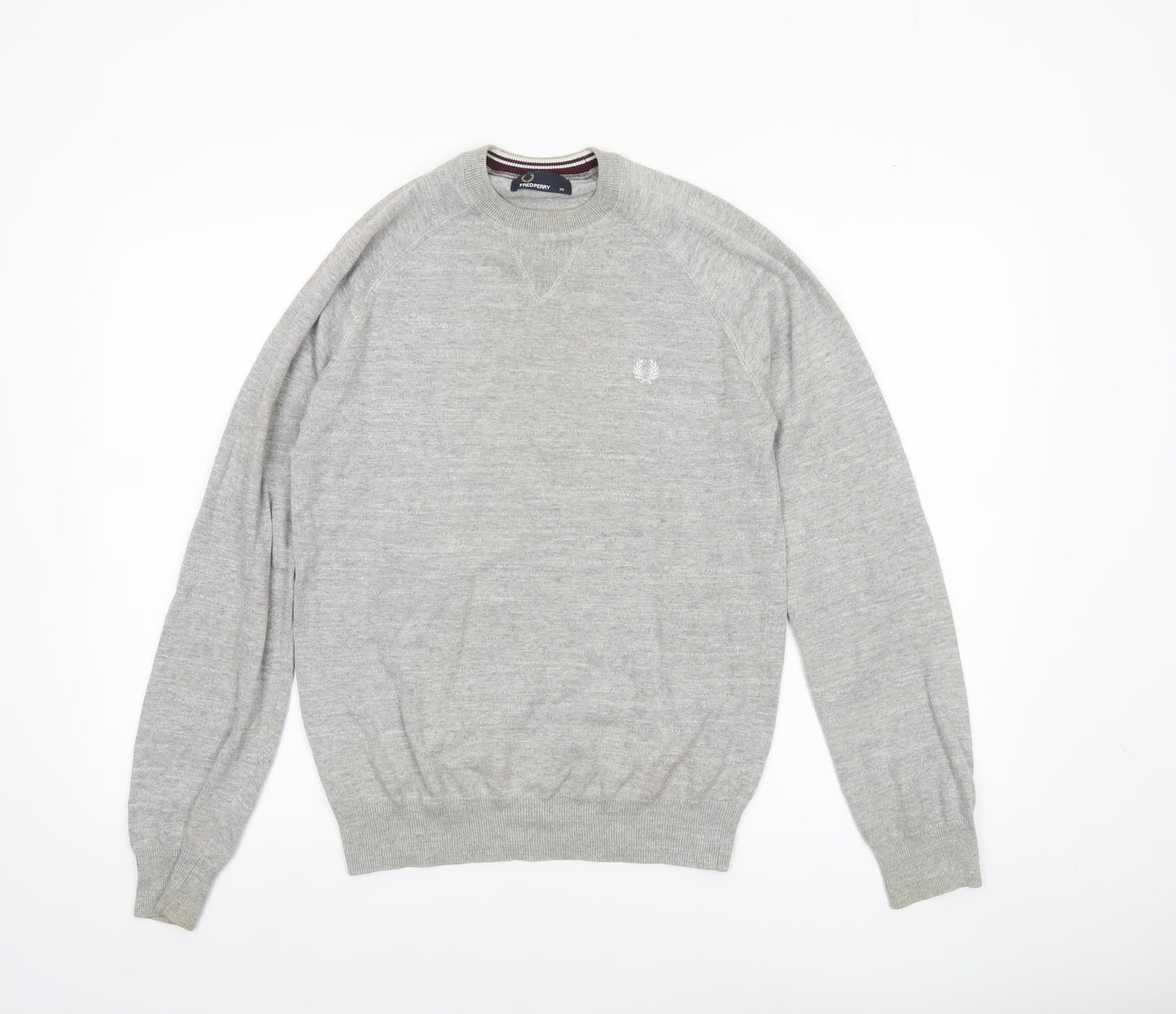 Fred Perry Men's Grey Wool Crew Neck Pullover Jumper XS