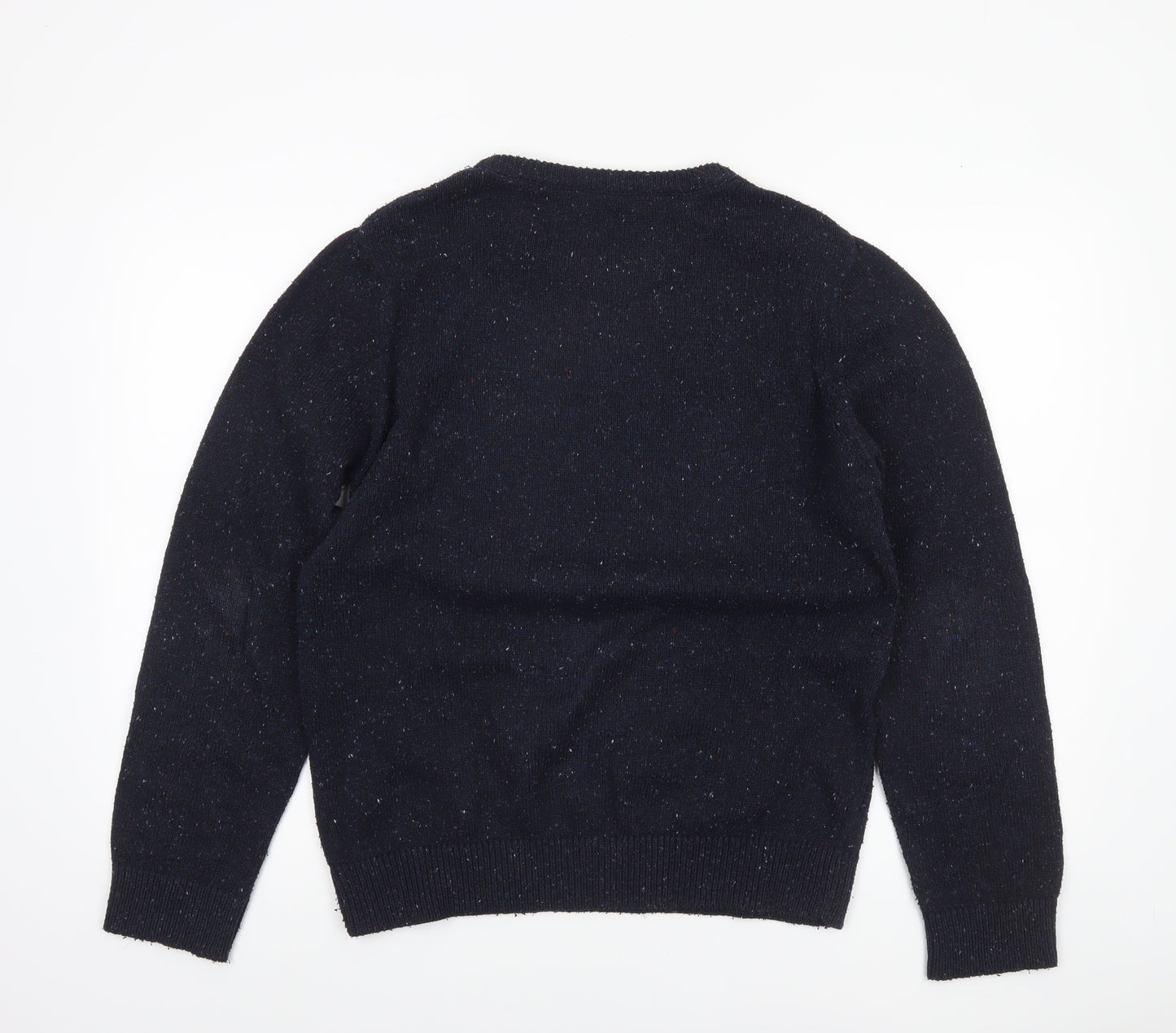 Koton Men's Blue Medium Wool Blend Crew Neck Cable-Knit Jumper