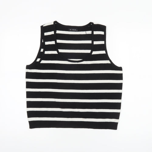 Et Vous Women's Black White Striped Tank Top Size 18 Knit Sleeveless