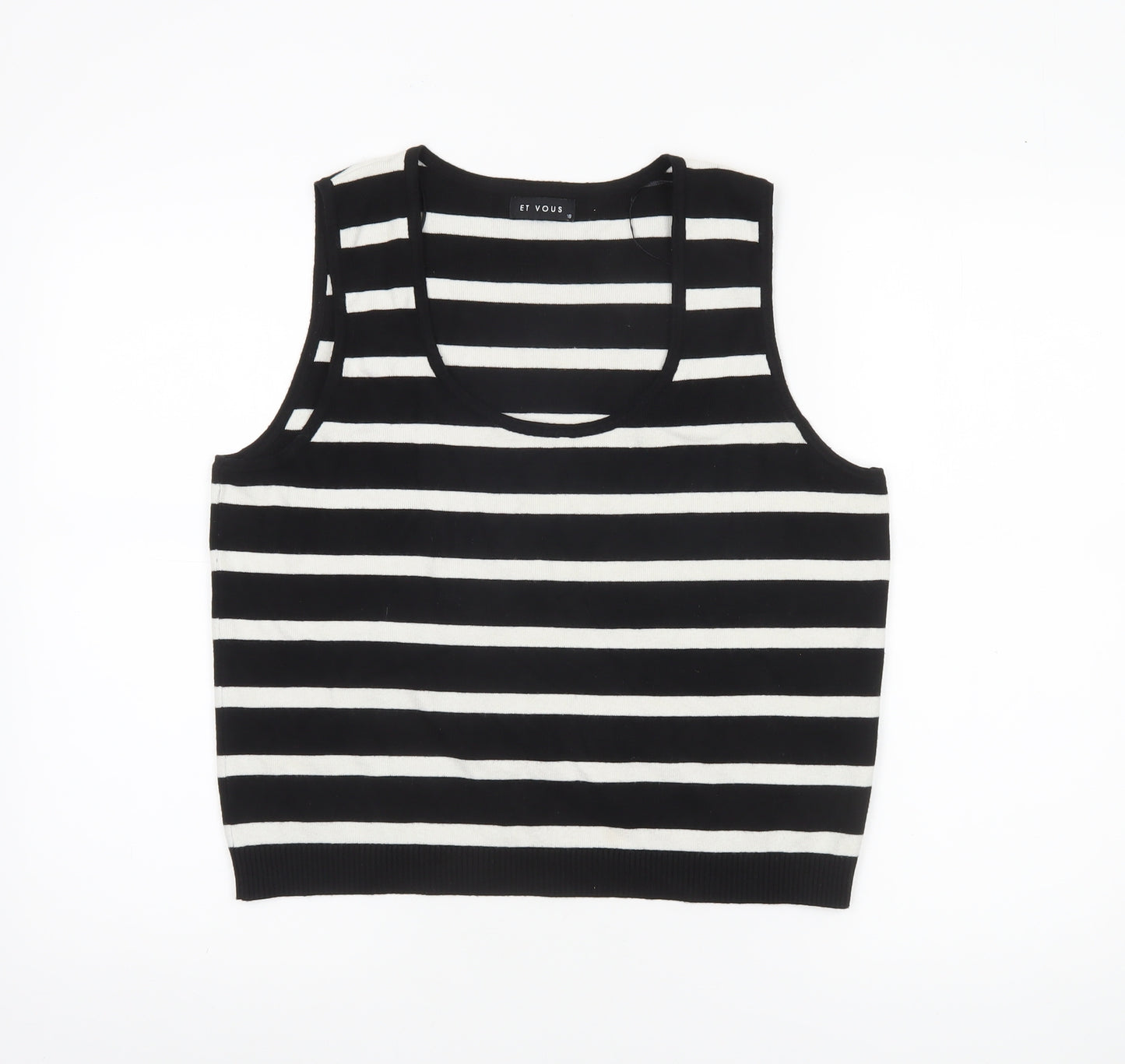 Et Vous Women's Black White Striped Tank Top Size 18 Knit Sleeveless