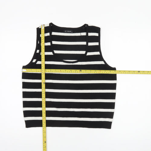 Et Vous Women's Black White Striped Tank Top Size 18 Knit Sleeveless