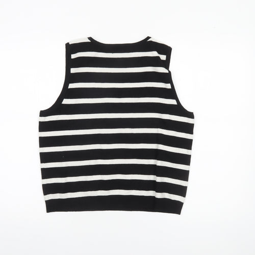 Et Vous Women's Black White Striped Tank Top Size 18 Knit Sleeveless