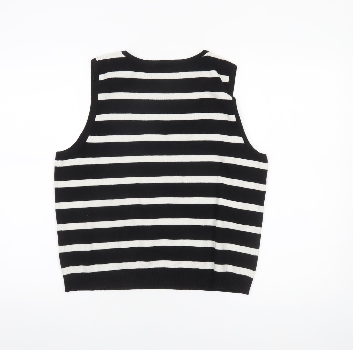 Et Vous Women's Black White Striped Tank Top Size 18 Knit Sleeveless