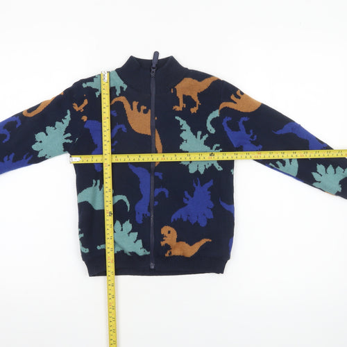 Du Pareil au Même Boys Blue Dinosaur Full Zip Cardigan 5 Years Cotton Blend