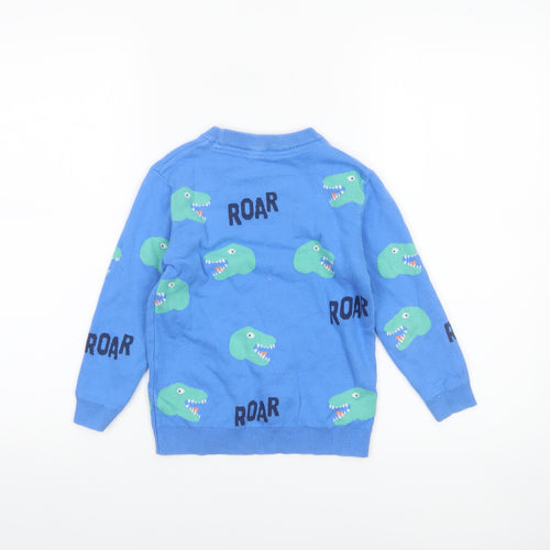 Marks and Spencer Boys Blue Dinosaur ROAR Cotton Jumper 5-6 Years