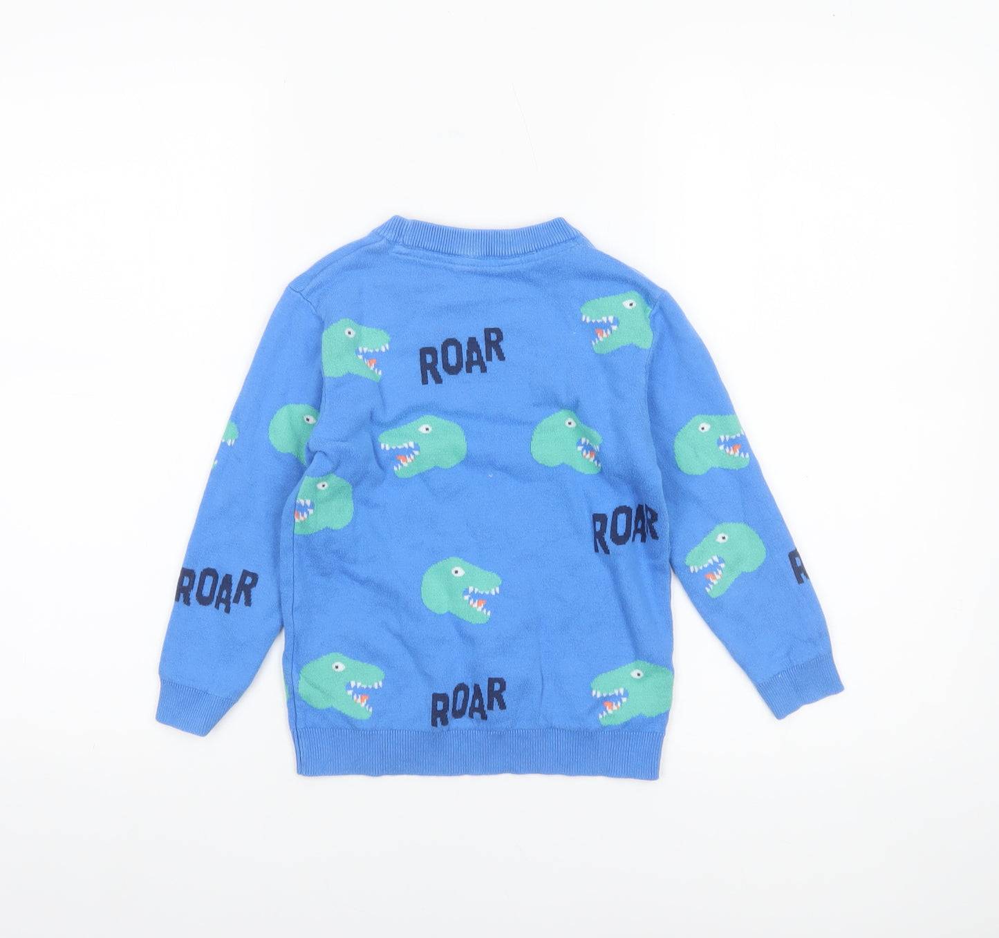 Marks and Spencer Boys Blue Dinosaur ROAR Cotton Jumper 5-6 Years