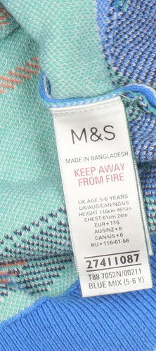 Marks and Spencer Boys Blue Dinosaur ROAR Cotton Jumper 5-6 Years