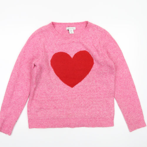 Cupcakes and Cashmere Womens Pink Heart Pullover Jumper Size S