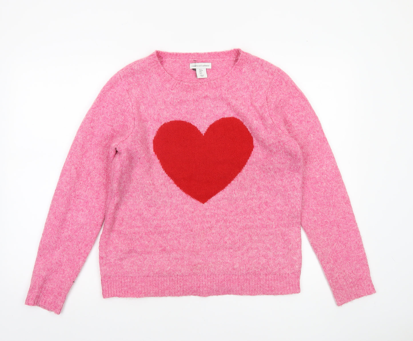 Cupcakes and Cashmere Womens Pink Heart Pullover Jumper Size S