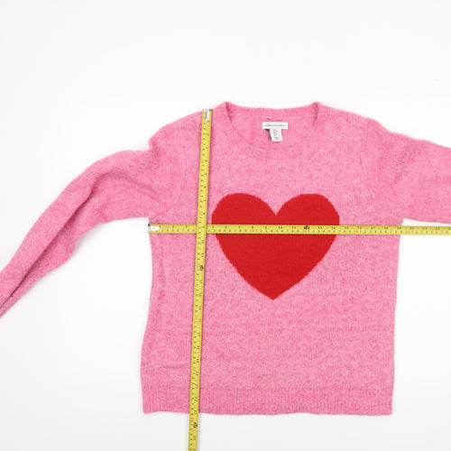 Cupcakes and Cashmere Womens Pink Heart Pullover Jumper Size S
