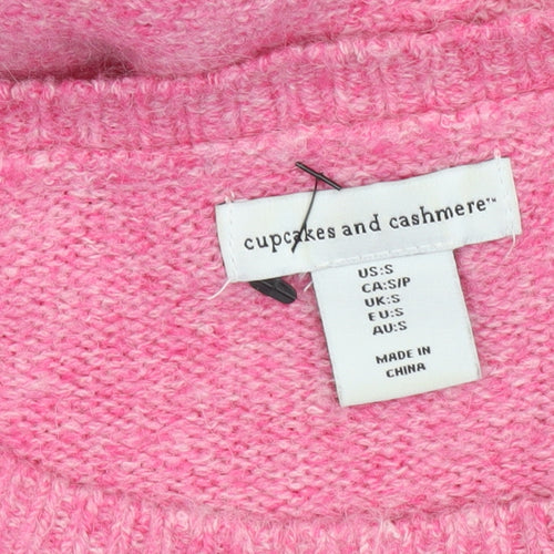 Cupcakes and Cashmere Womens Pink Heart Pullover Jumper Size S