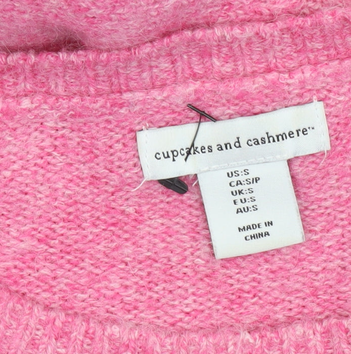 Cupcakes and Cashmere Womens Pink Heart Pullover Jumper Size S