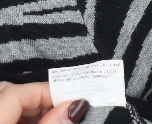 Oscar B. Women Black Zebra Print Full Zip Cardigan Size 14