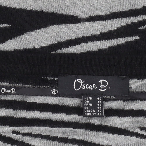 Oscar B. Women Black Zebra Print Full Zip Cardigan Size 14