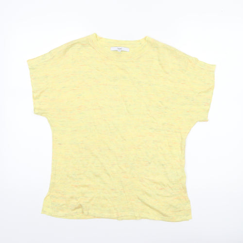 Next Women Yellow Knit Linen Blend Short Sleeve T-Shirt Size 8