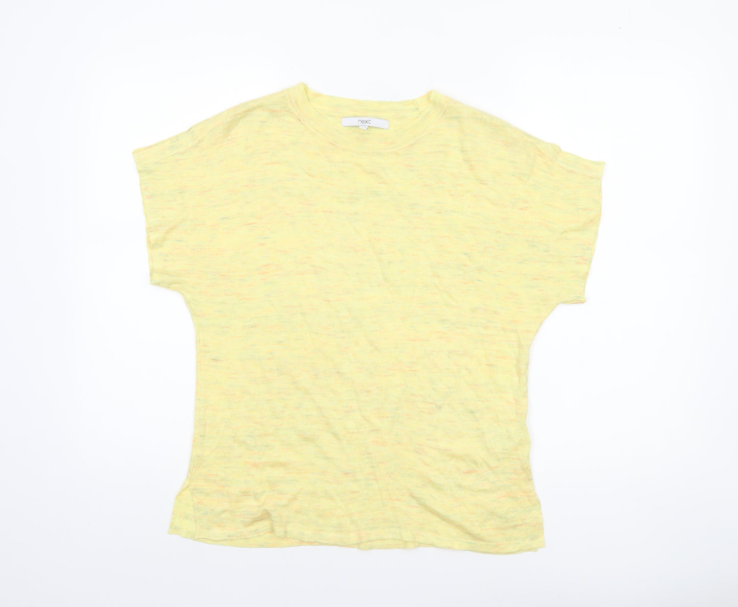 Next Women Yellow Knit Linen Blend Short Sleeve T-Shirt Size 8