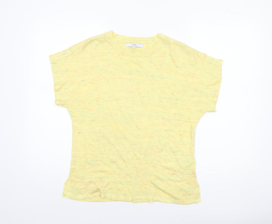 Next Women Yellow Knit Linen Blend Short Sleeve T-Shirt Size 8