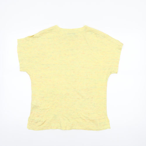 Next Women Yellow Knit Linen Blend Short Sleeve T-Shirt Size 8