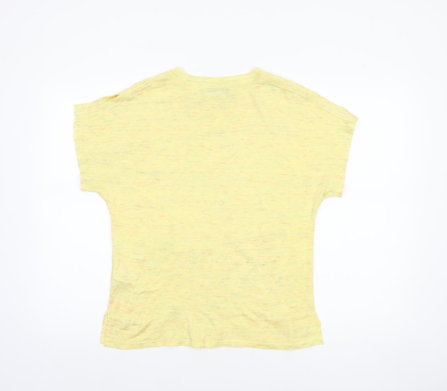 Next Women Yellow Knit Linen Blend Short Sleeve T-Shirt Size 8