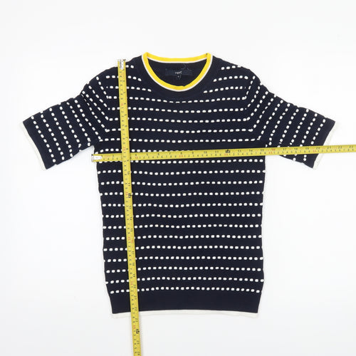 Next Women Blue Striped Crew Neck Short Sleeve Cotton Jumper Size 10