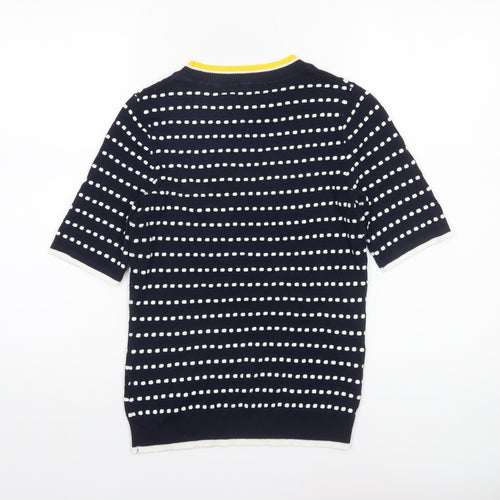 Next Women Blue Striped Crew Neck Short Sleeve Cotton Jumper Size 10