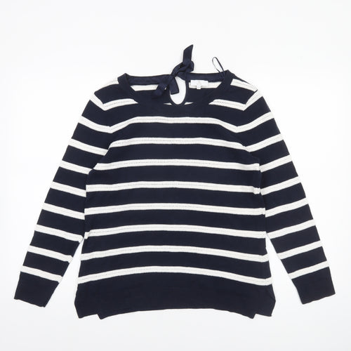 CC Petite Womens Navy Stripe Cotton Jumper M Classic Knit