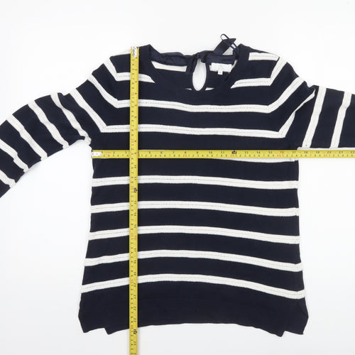 CC Petite Womens Navy Stripe Cotton Jumper M Classic Knit