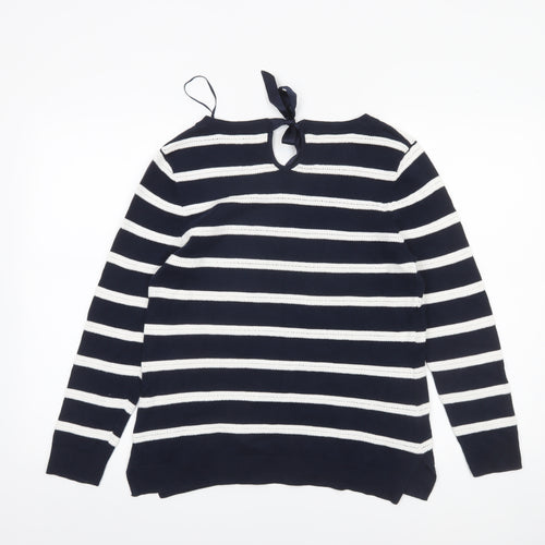 CC Petite Womens Navy Stripe Cotton Jumper M Classic Knit